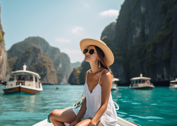Femme en vacances d'été sur un bateau - ESG Tourisme